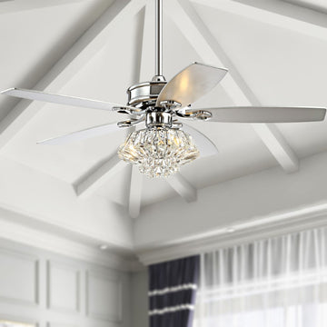 Kate 48" Glam Crystal Drum LED Ceiling Fan With Remote - JONATHAN Y